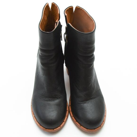 Beek Coronet Black Leather Ankle Boots Size 7.5 Block Heel Handmade in Portugal - Picture 3 of 6